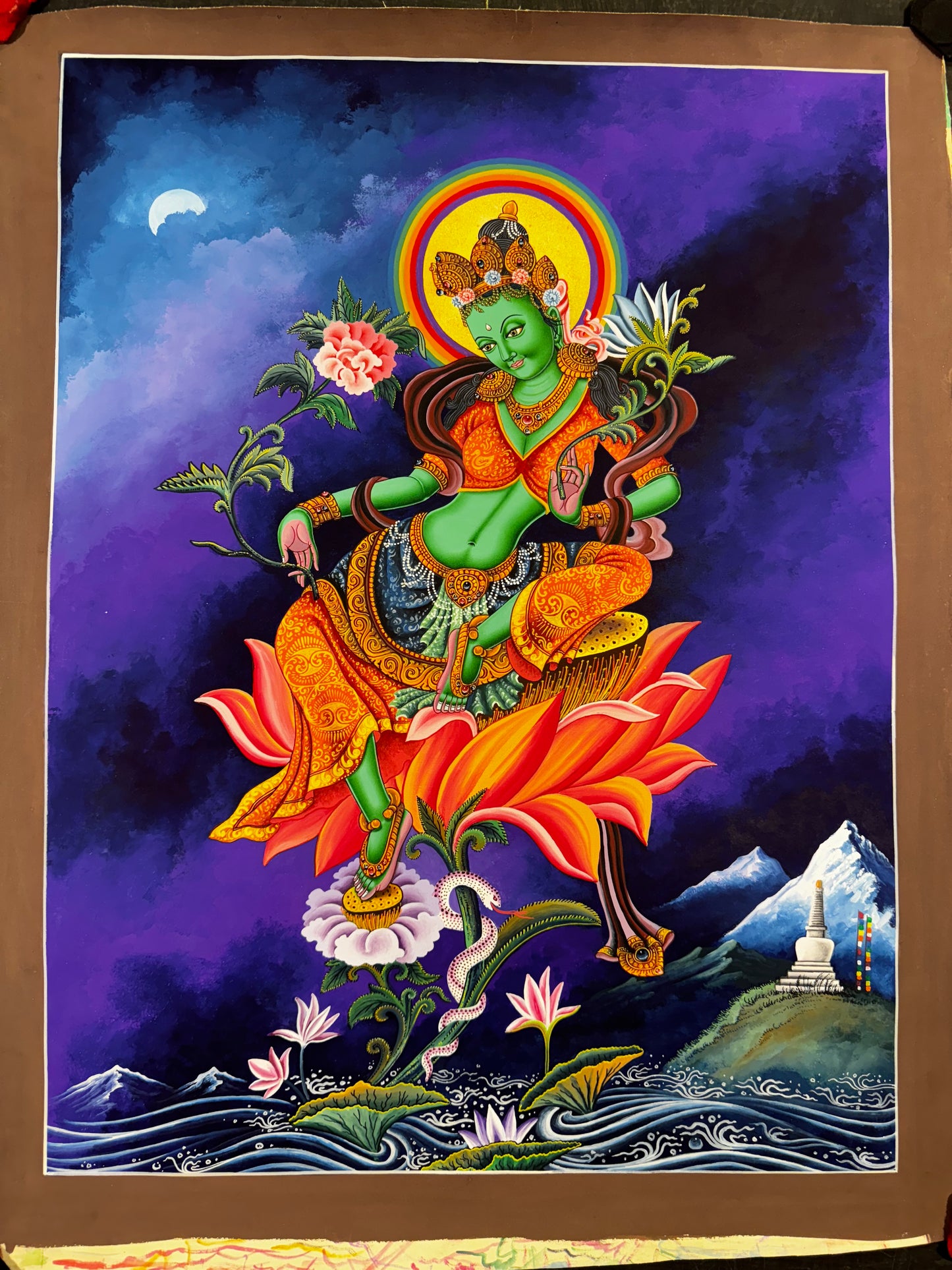 Special Newari Art Green Tara