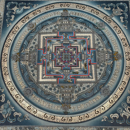 Beautiful Hand-Painted Kalachakra Mandala Thangka