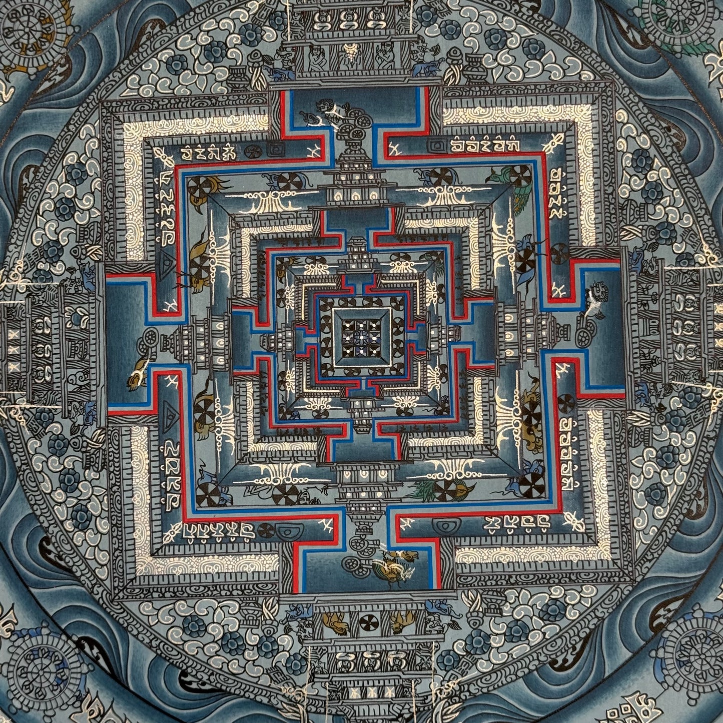 Beautiful Hand-Painted Kalachakra Mandala Thangka