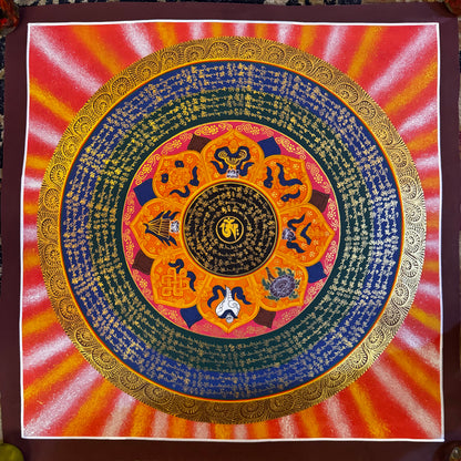 Tibetan Mantra Mandala with Auspicious symbol