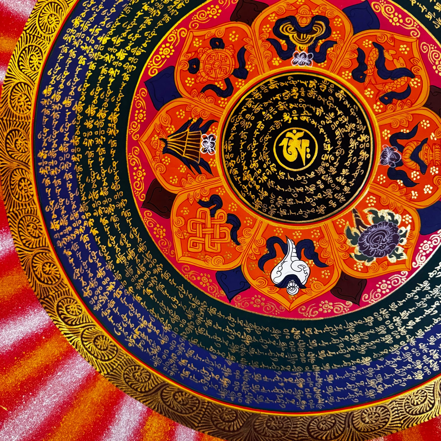 Tibetan Mantra Mandala with Auspicious symbol