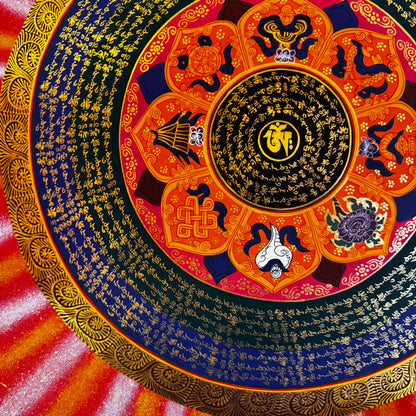 Tibetan Mantra Mandala with Auspicious symbol