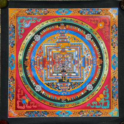 Authentic Hand-Painted Kalachakra Mandala Thangka