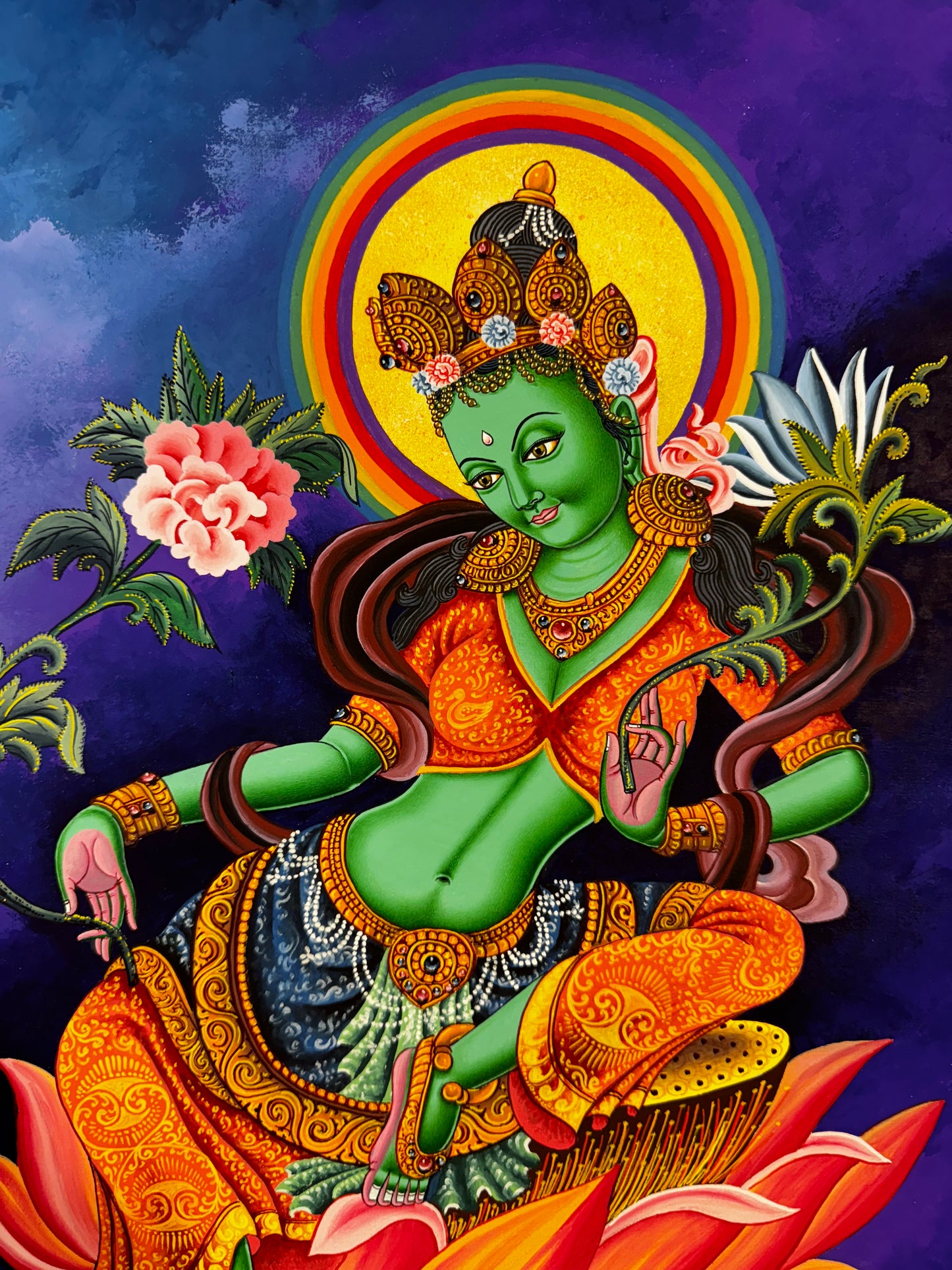 Special Newari Art Green Tara