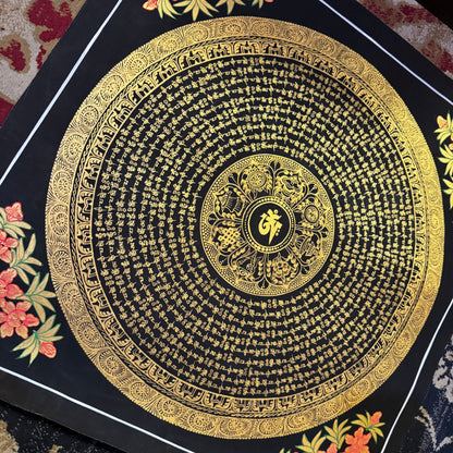 Beautiful Mantra Mandala with 8 auspicious Symbol