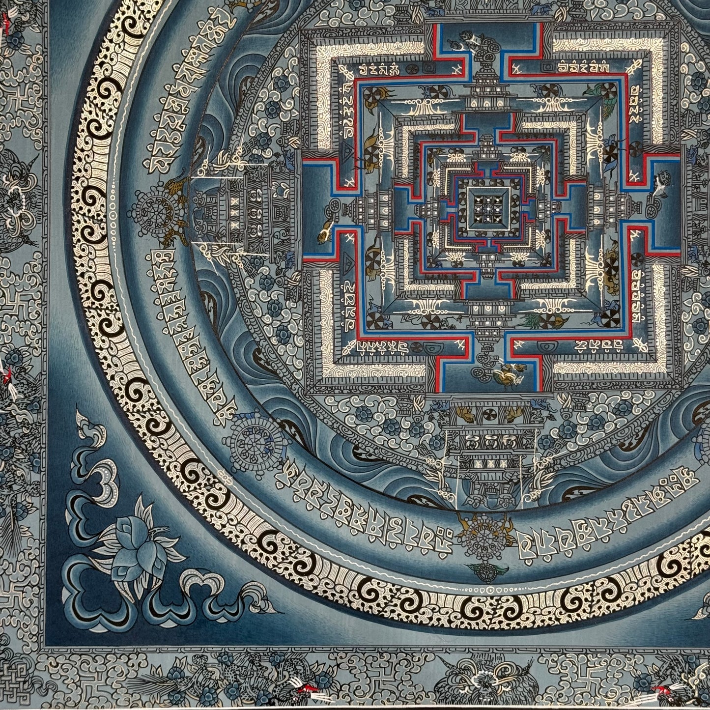 Beautiful Hand-Painted Kalachakra Mandala Thangka