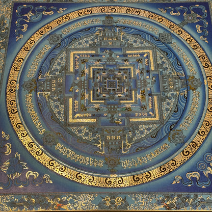 Beautiful Hand-Painted Kalachakra Mandala Thangka