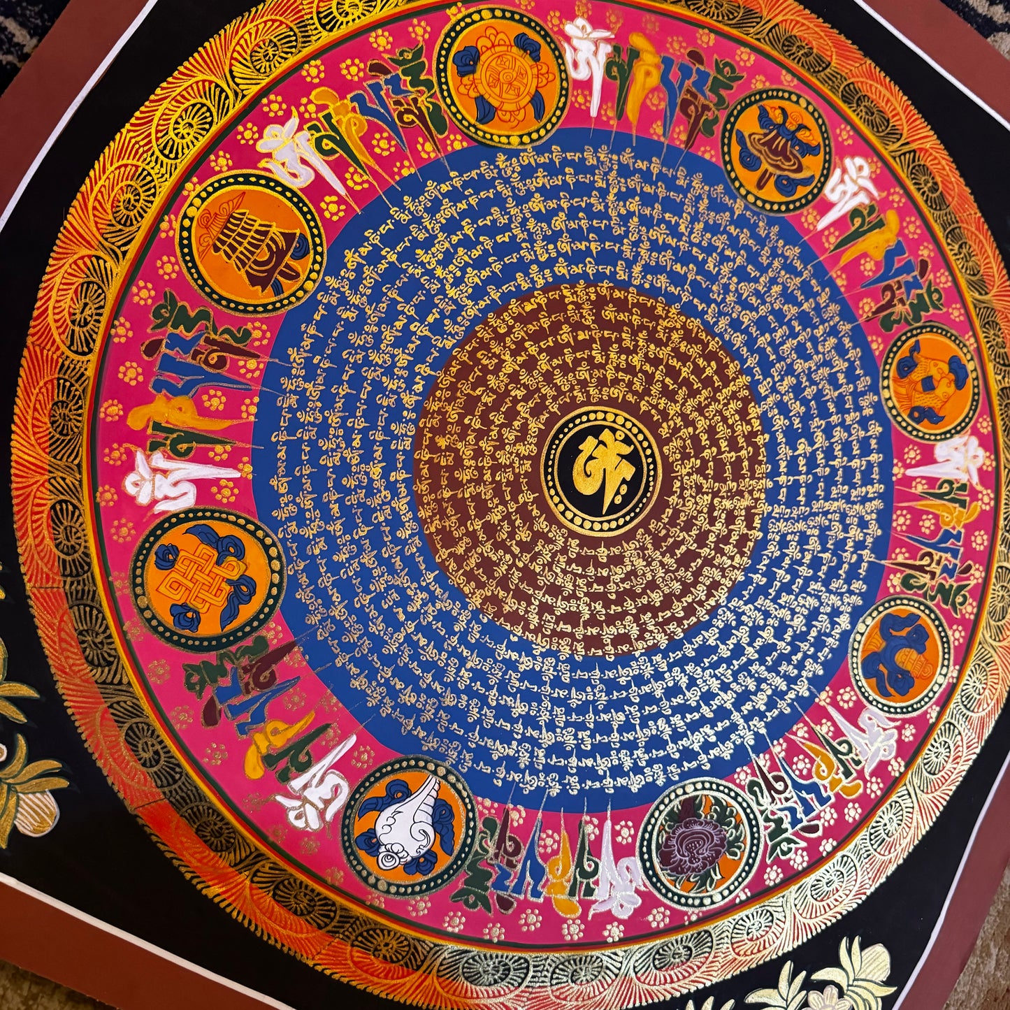 Mantra Mandala Thangka/ Auspicious symbol/ Meditation Mandala