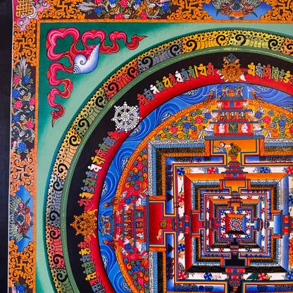 Original Hand Painted Kalachakra Mandala with Fine Gold