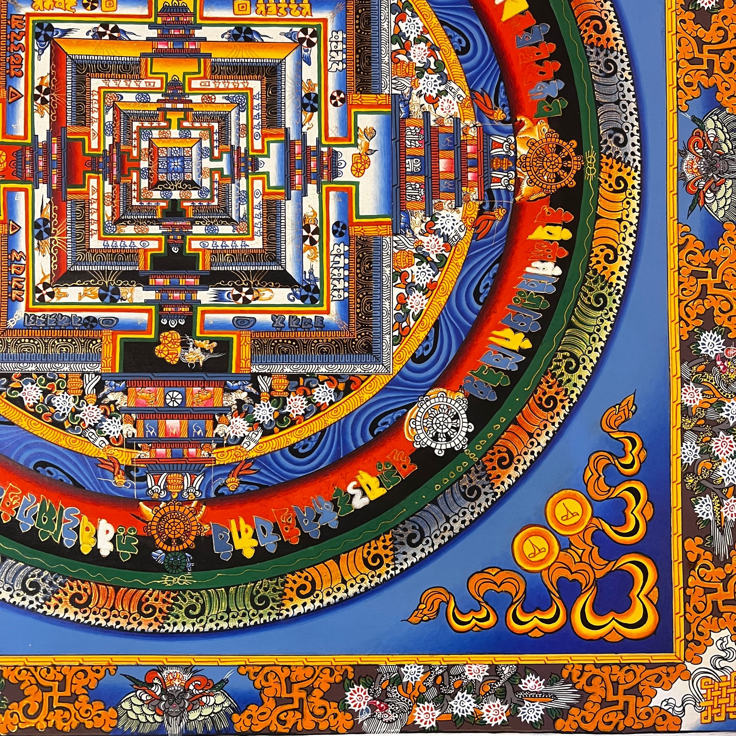 Beautiful Tibetan Art Kalachakra Mandala with Mineral Color and Pure Gold