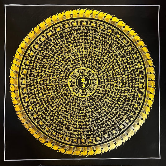 Beautiful Black and Gold Mantra Mandala