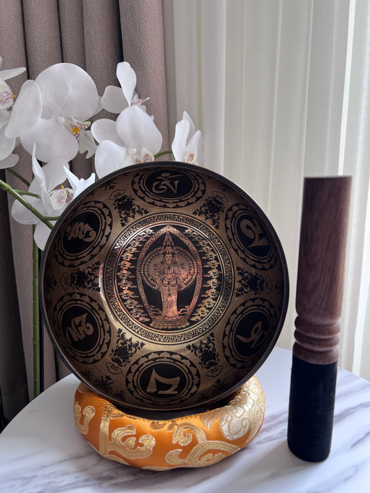 Handmade Singing Bowl with Lokeshwor engrave