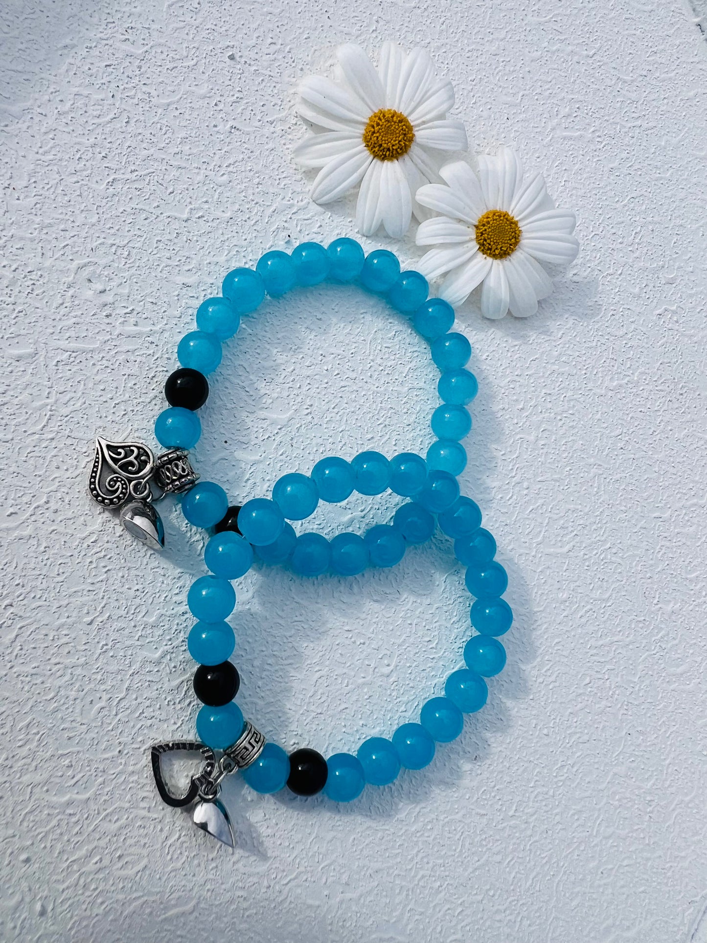 Blue with heart charm bracelet