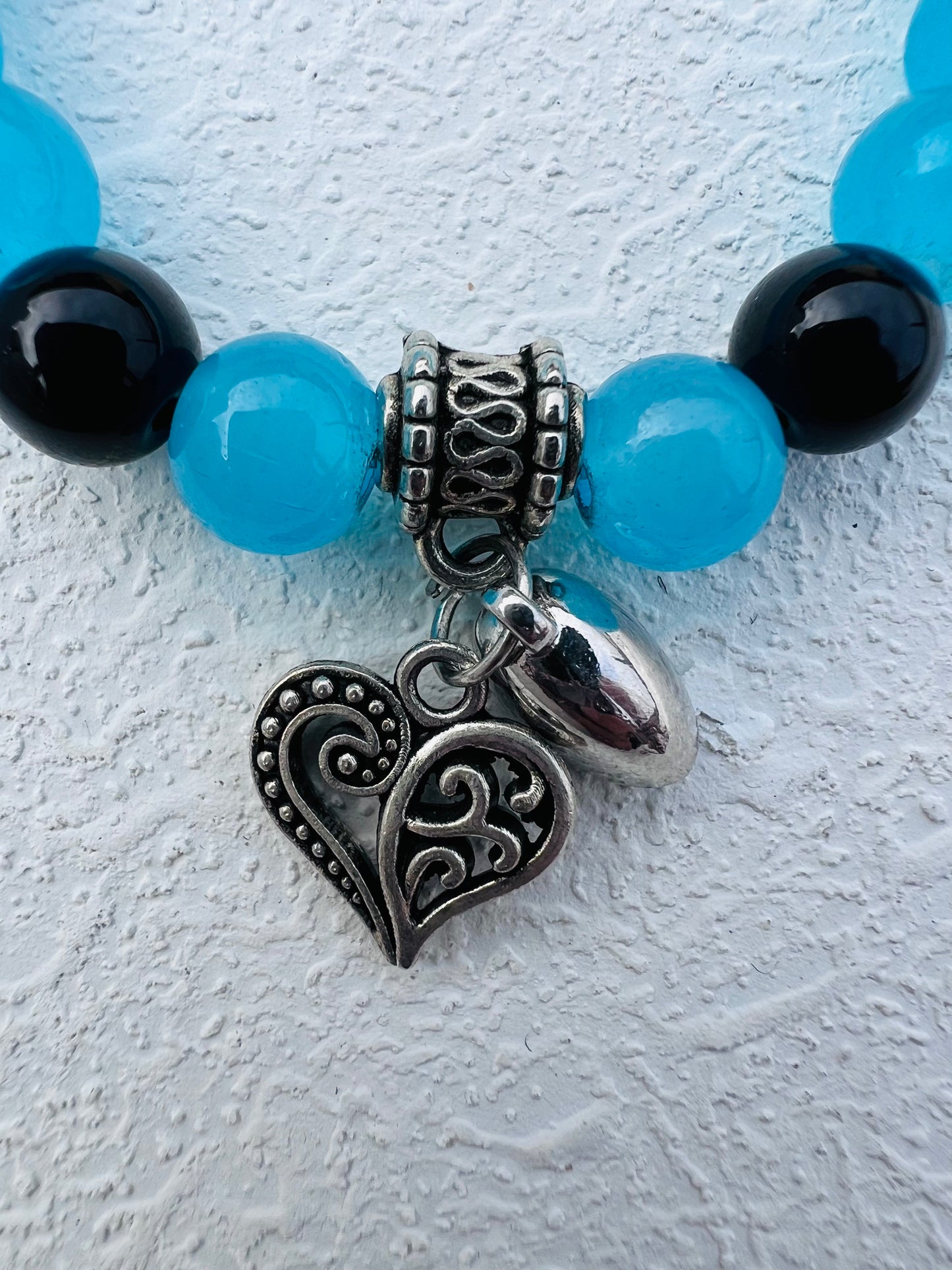 Blue with heart charm bracelet