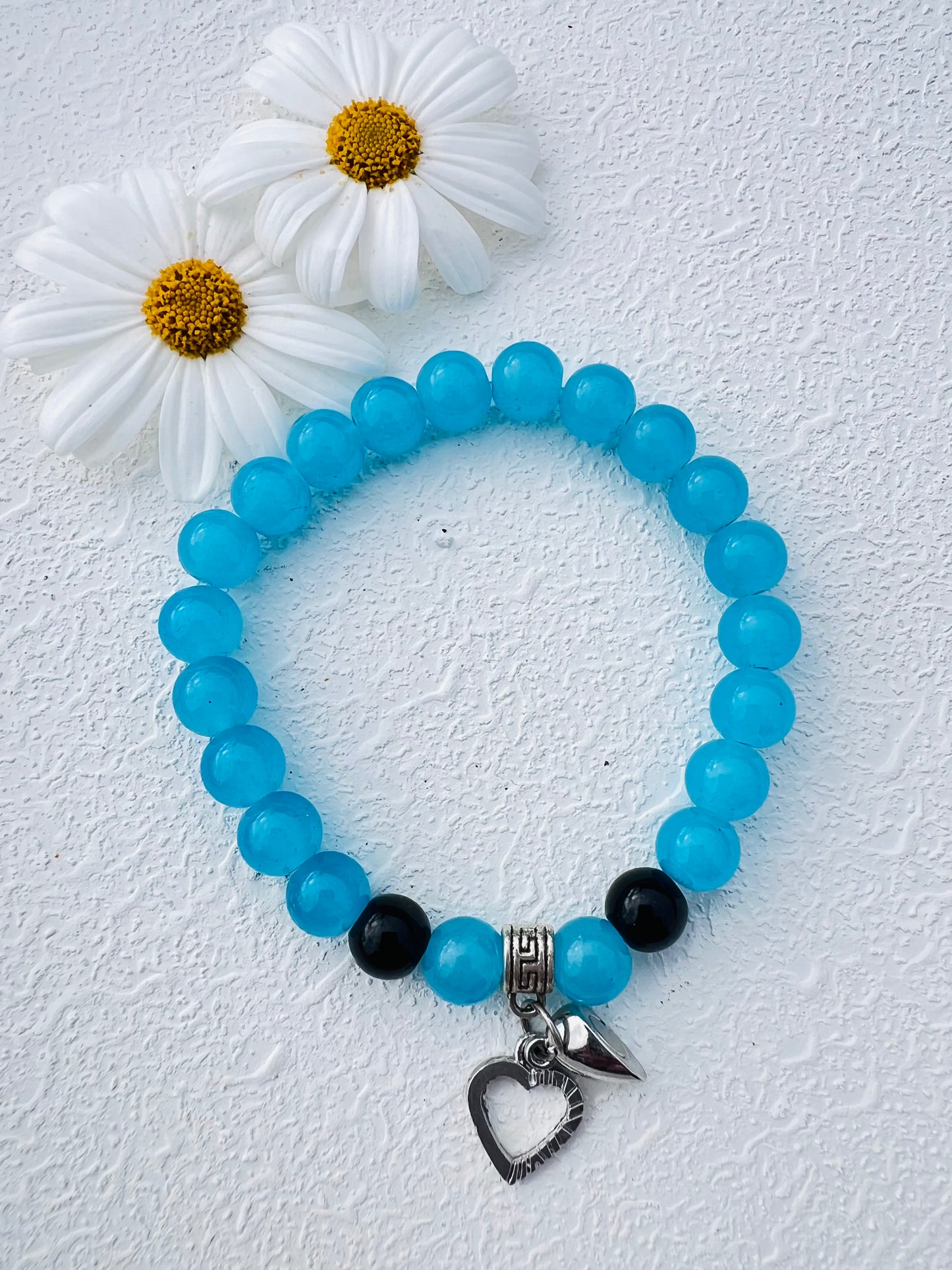 Blue with heart charm bracelet