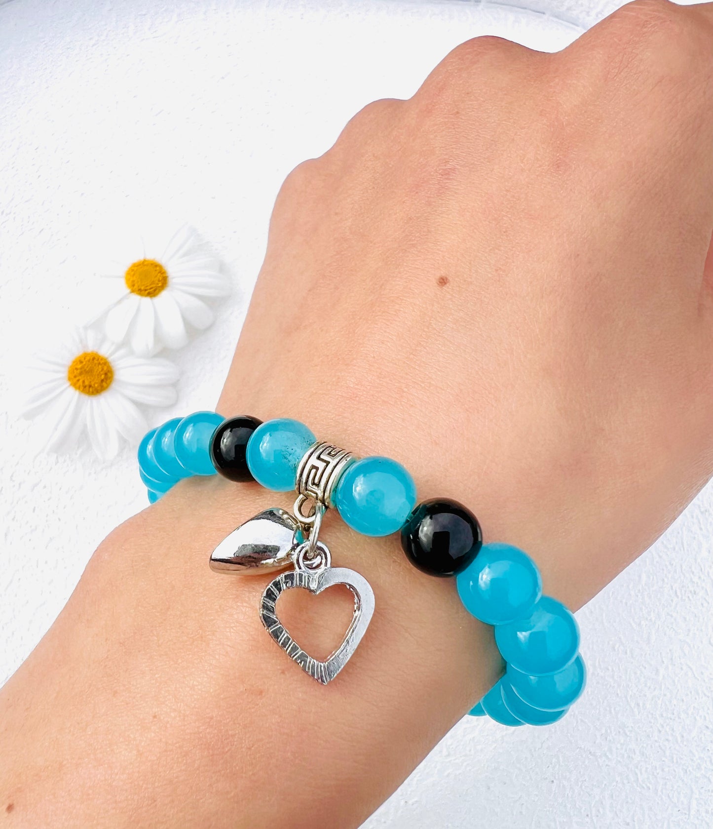 Blue with heart charm bracelet