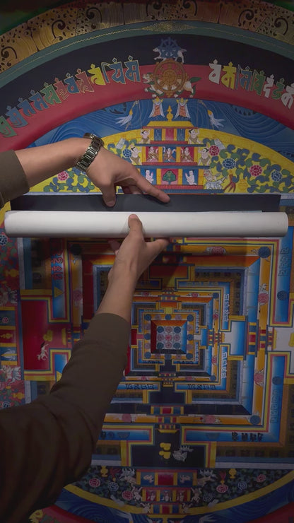 Beautiful Hand-Painted Kalachakra Mandala Thangka