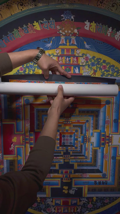 Authentic Hand-Painted Kalachakra Mandala Thangka